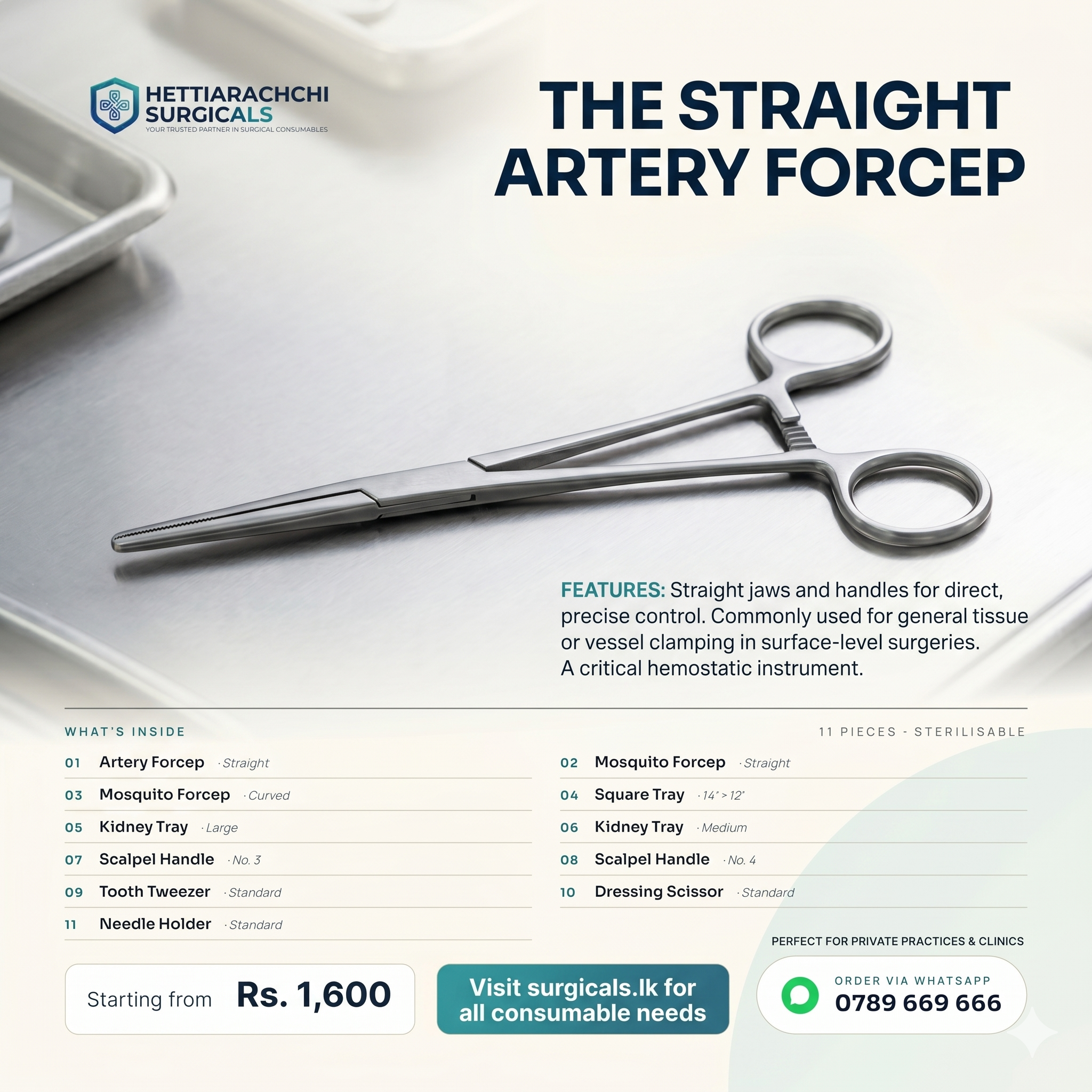 Artery Forceps — Premium surgical instrument from Hettiarachchi Surgicals.